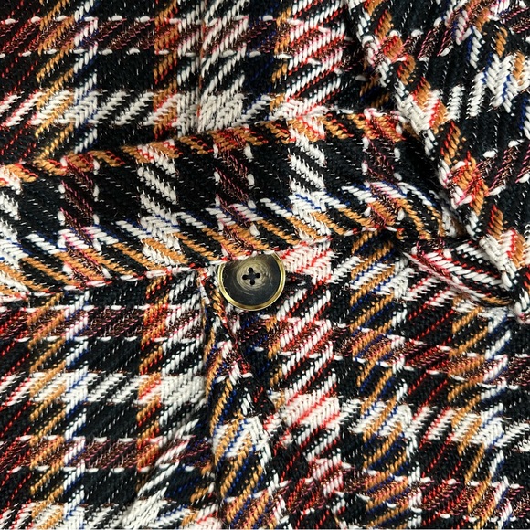 CAbi Regency Coat Plaid Fringe Hem Long Coat Size XS Wool Blend Tweed - Picture 12 of 15